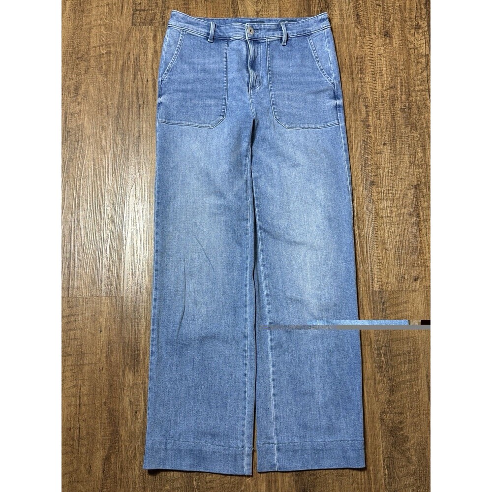 J Jill Jeans Womens 6 Blue Denim Wide Leg High Rise Patch Pocket Stretch Trouser